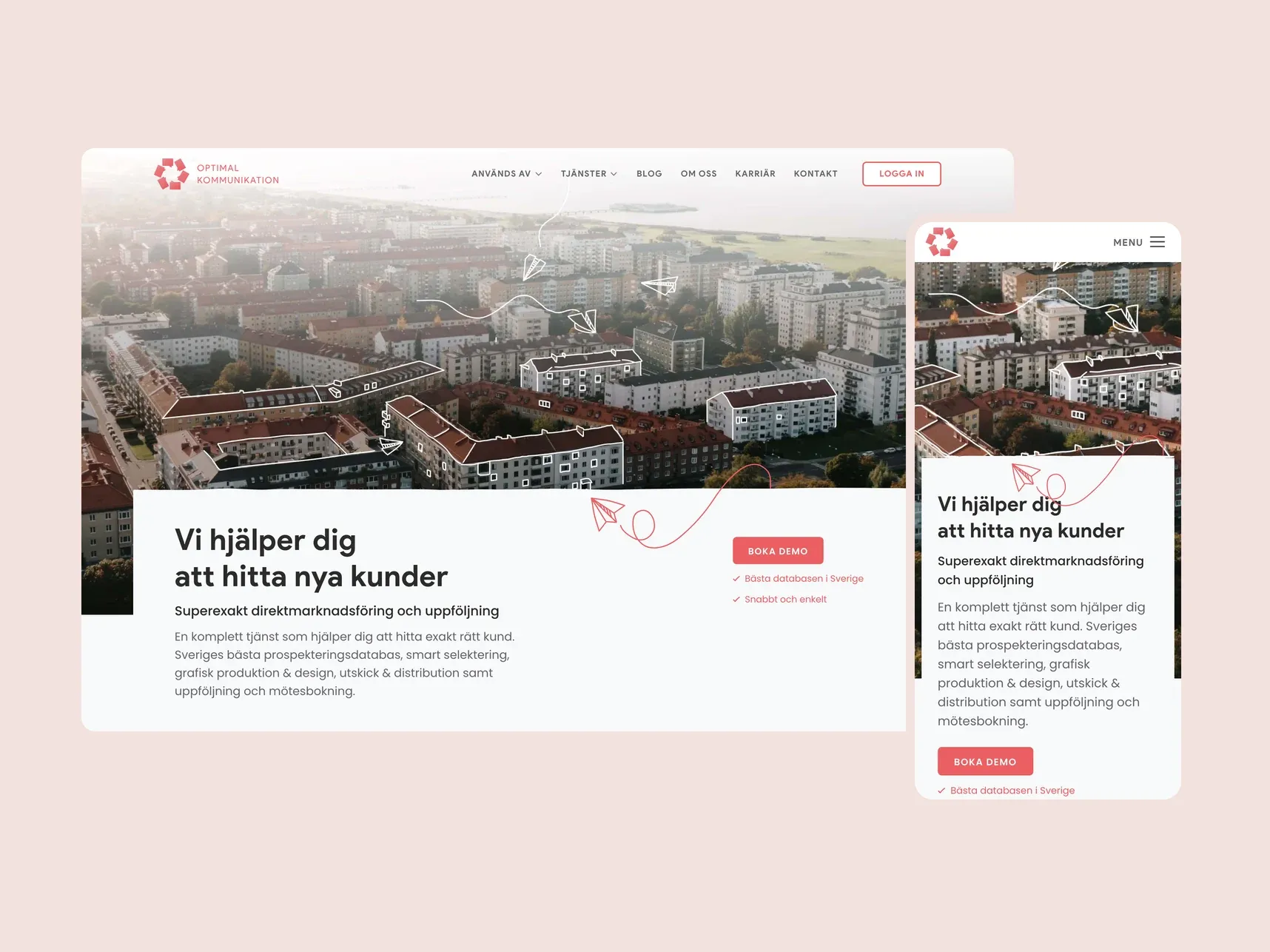 The homepage on desktop and mobile